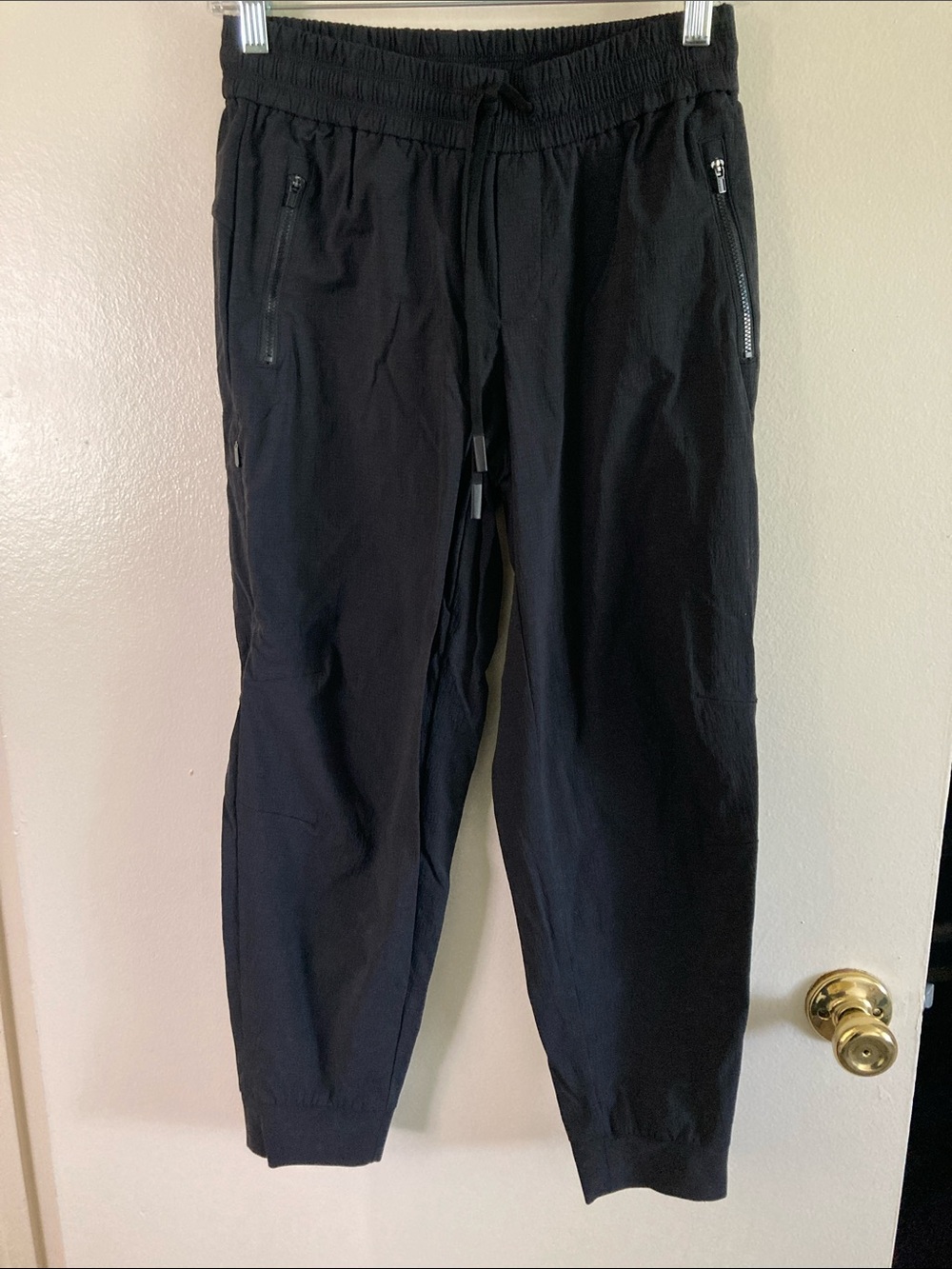 Athleta Black Zip Jogger Pants with Drawstring